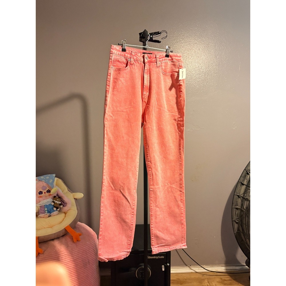 Juicy Couture pink Denim Pants with JC Scarf, 5 pockets, Sz 28